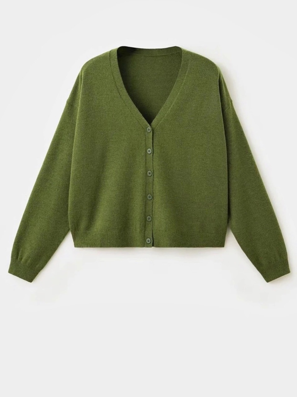 Mango V-Neck Buttoned Cardigan Olive Green Size 4 New